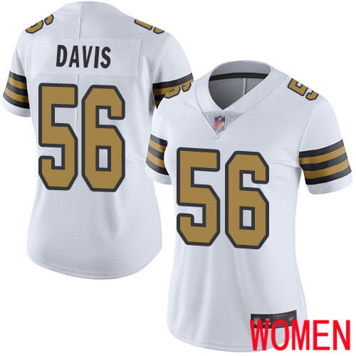 New Orleans Saints Limited White Women DeMario Davis Jersey NFL Football #56 Rush Vapor Untouchable Jersey->women nfl jersey->Women Jersey